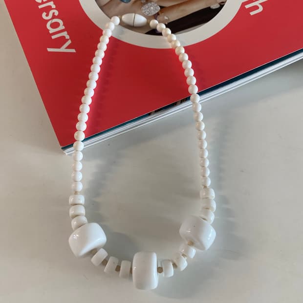 빈티지 화이트 비즈 네크리스 목걸이 주얼리 악세사리