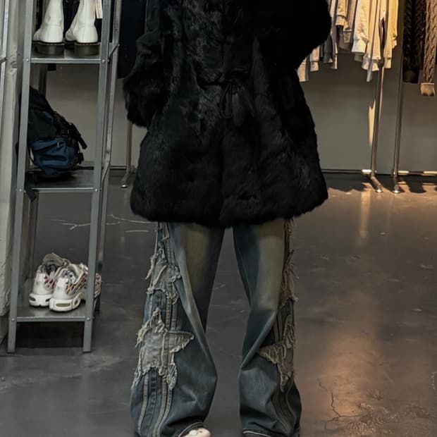 빈티지 블랙 퍼 코트 A2966