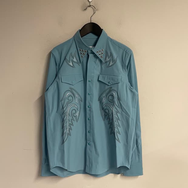 TOGA PULLA western embroidered shirt BLU