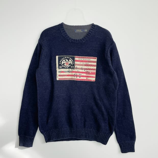 C1 폴로 랄프로렌 성조기 아이코닉 플래그 스웨터 M사이즈