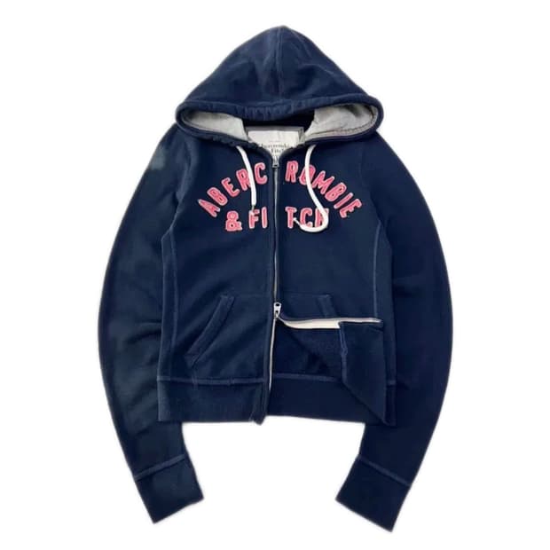 💗[착샷]아베크롬비 핑크 빅로고 네이비 투웨이 후드집업💗