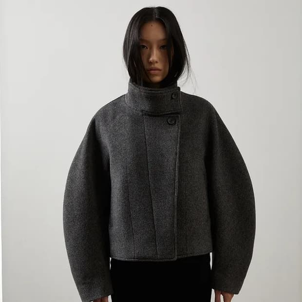 으음키임 메리노울 숏자켓 그레이