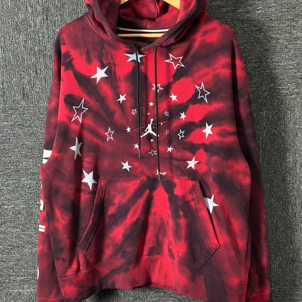 조던 레드 스타 타이 다이 후드티 XL