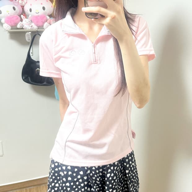 빈티지 딸기우유 핑크 날개 보석 반팔 티셔츠 히메갸루 로걀 라떼 블록코어