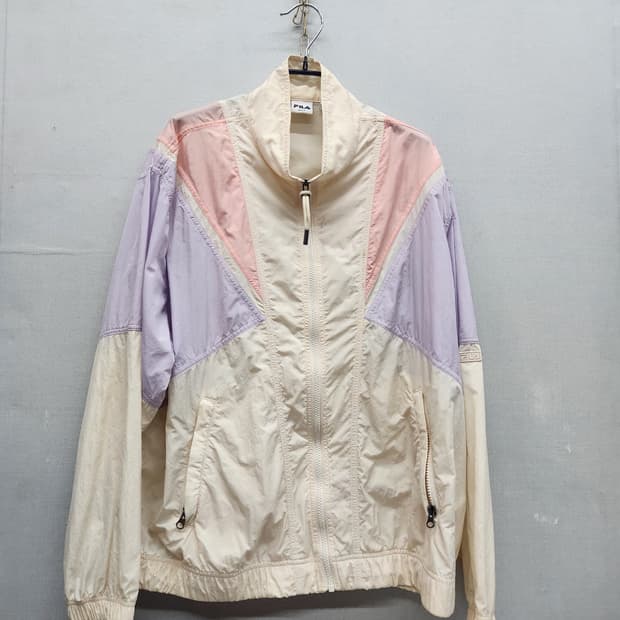휠라 파스텔 배색 Y2K스타일 바람막이 자켓 M(2XL)