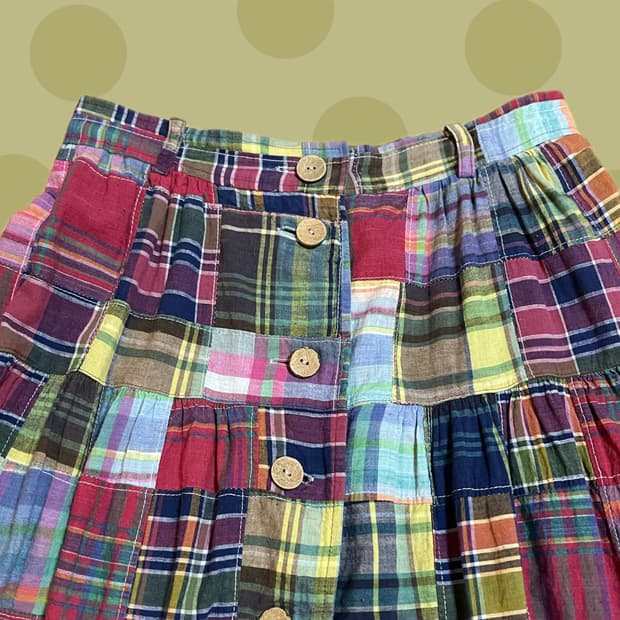 모리걸 핑크 패치워크 롱스커트