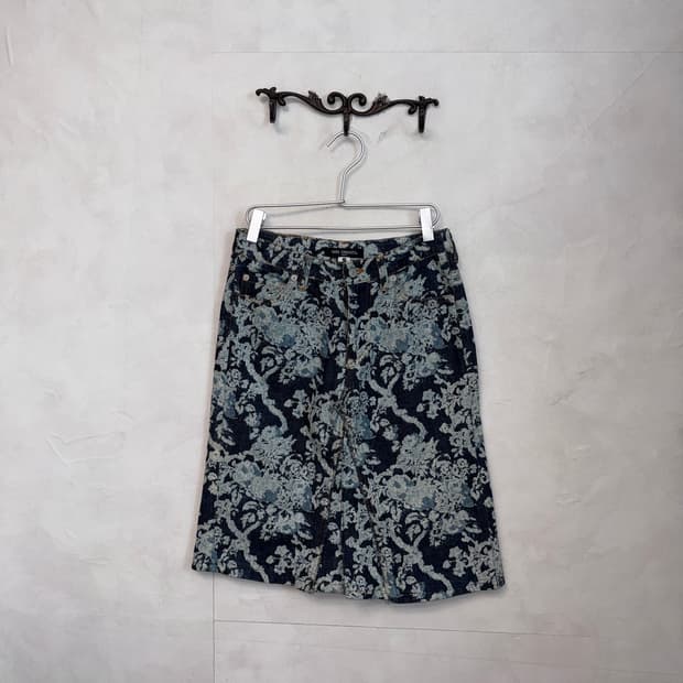 Ozone Community denim oriental flower sk