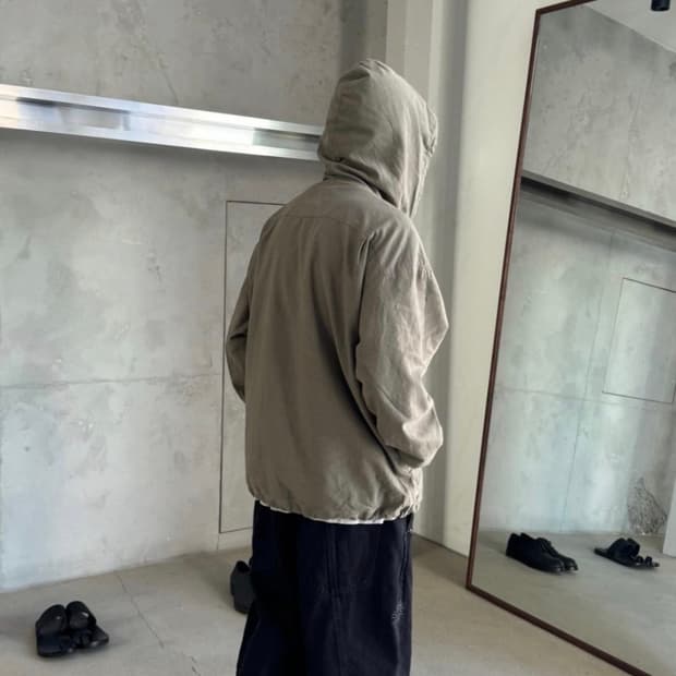 [4] 폴리테루 집 후디 파카 카키베이지