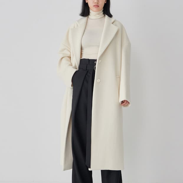 FACADE PATTERN 울 100% 오버핏 롱 코트