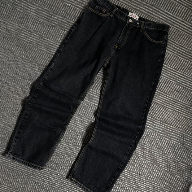 런웨이 빈티지 흑청 와이드 데님 스트레이트 팬츠 y 4859