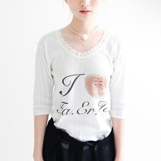샵페어리 레이스 티셔츠 아이보리