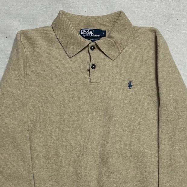 L 폴로랄프로렌 블루 포니 여성용 램스울 카라 니트