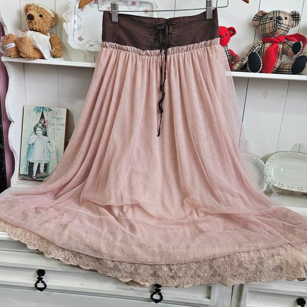 코르셋 튤 레이스 스커트