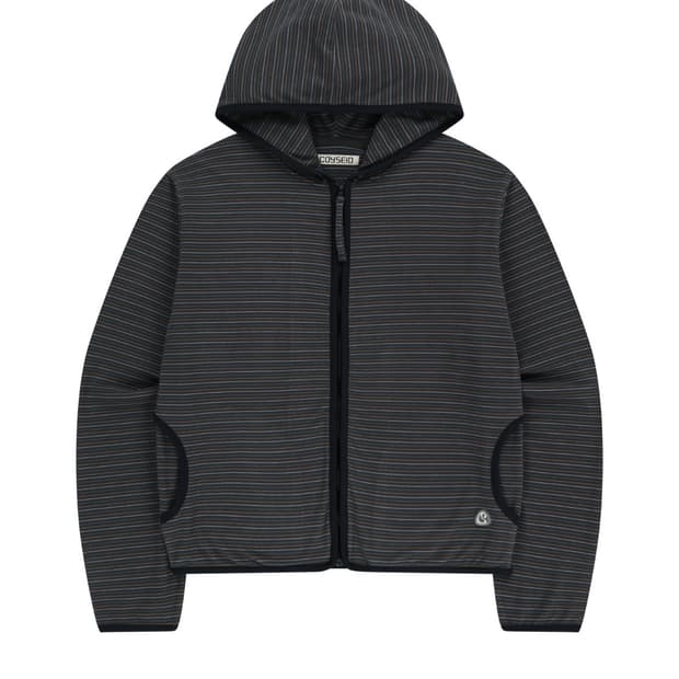코이세이오 스트라이프 후드 집업 차콜
