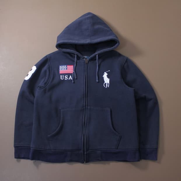 Polo 폴로 랄프로렌 USA 성조기 블랙 후드집업