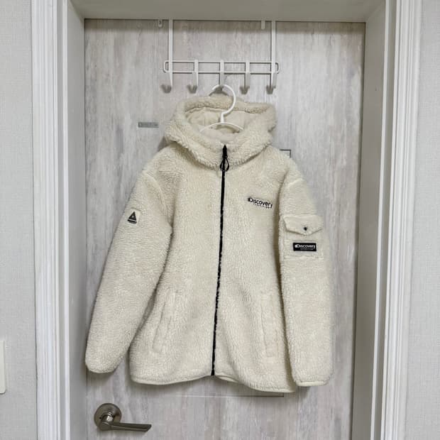 키즈 150 / 디스커버리 크림 뽀글이 후드집업