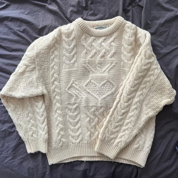 빈티지 피셔맨 니트 아이보리