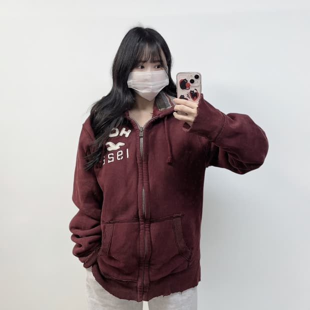 홀리스터 1922 후드집업 버건디