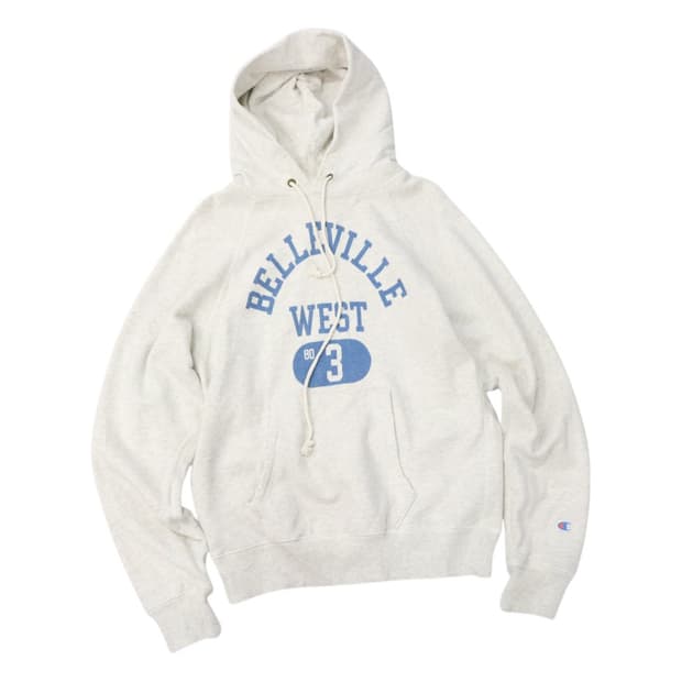 챔피온 빈티지 벨빌 웨스트 아치형 로고 후드 티셔츠 (M)