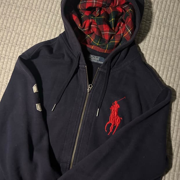 !마지막 가격!폴로 빅포니 체크 후드집업