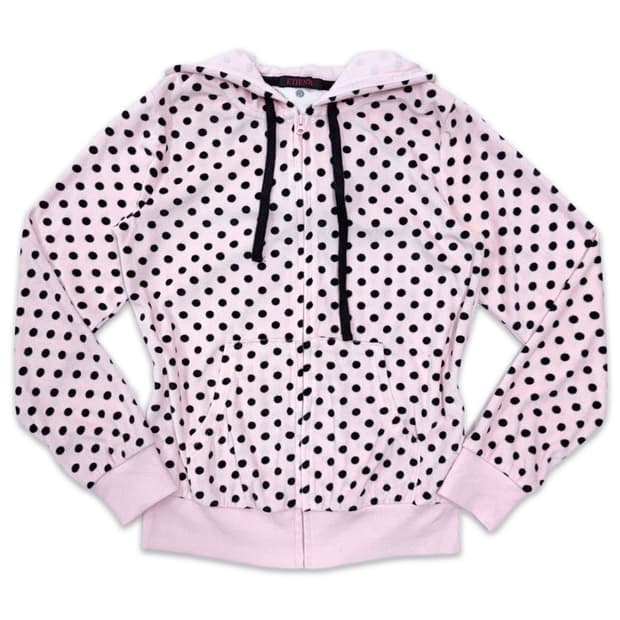 빈티지 ETIENNE 핑크 도트 후드집업