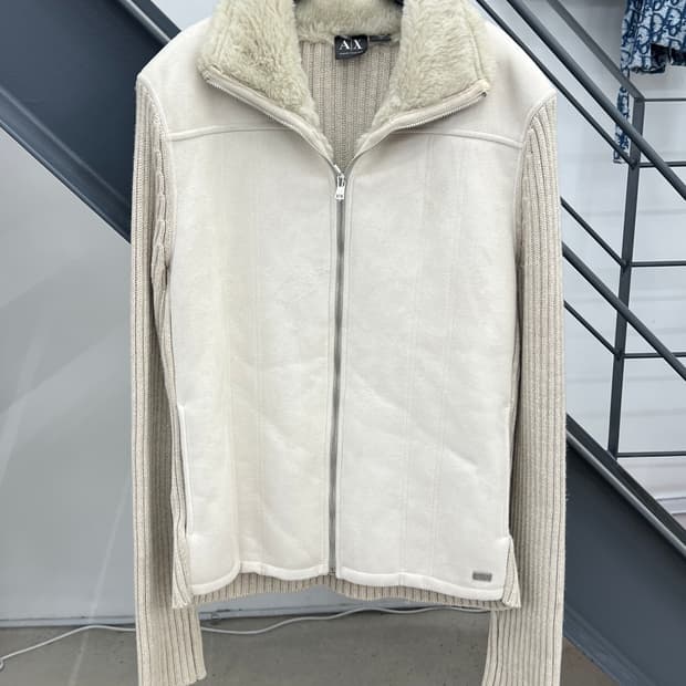 아르마니 익스체인지 패브릭믹스 니트 집업