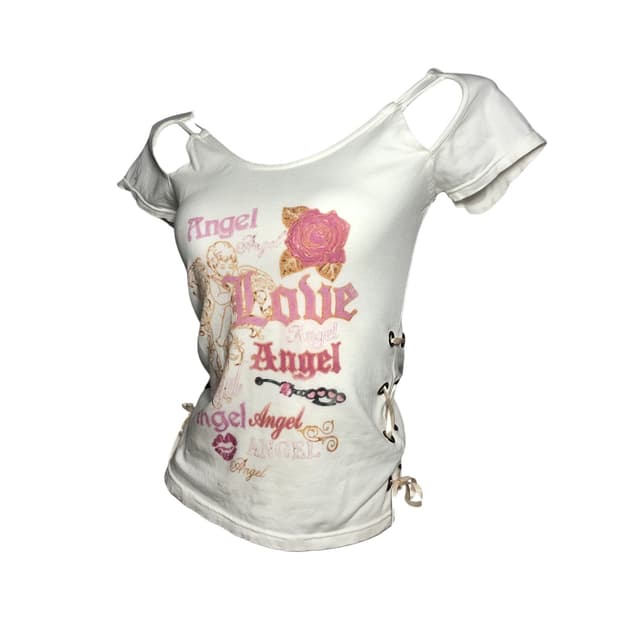 white angel love eyelet top