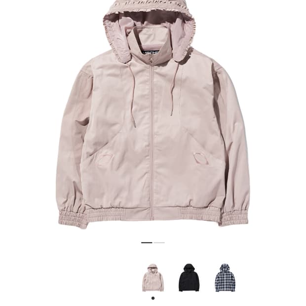 미스치프 보넷 후드 자켓 핑크 베이지 M