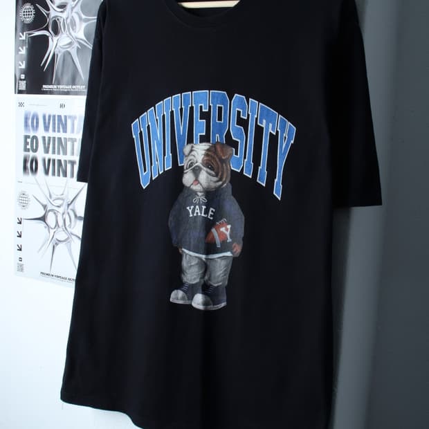 (XL-3XL) 예일 반팔 티셔츠 빅사이즈 불독 올드스쿨-H30852