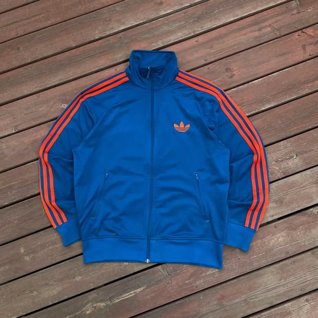 아디다스 파이어버드 블루 컬러 오버핏 트랙탑 져지