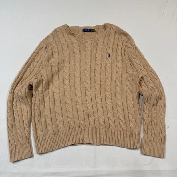 XL) 폴로 랄프로렌 케이블 꽈배기 라운드넥 니트 신형