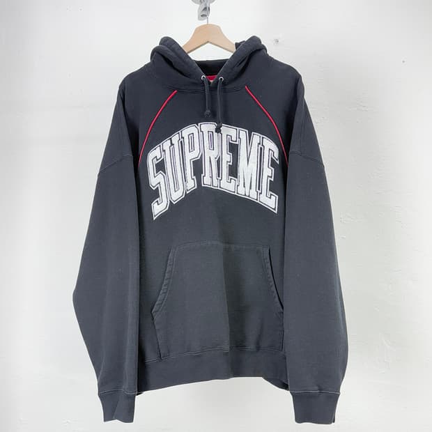 슈프림 23ss 박시 파이핑 아크 후디 스웨트 셔츠 블랙