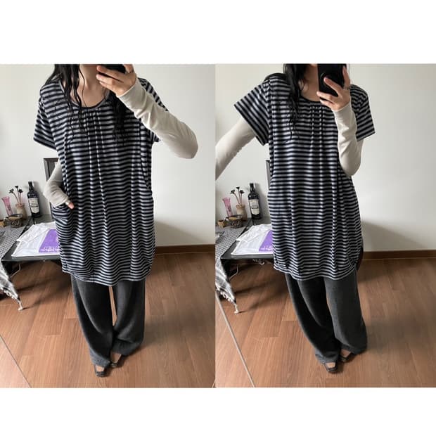 stripe patterned one-piece