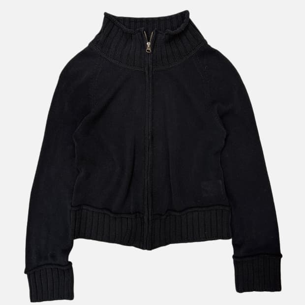 SUTFESO black crop knit zip-up