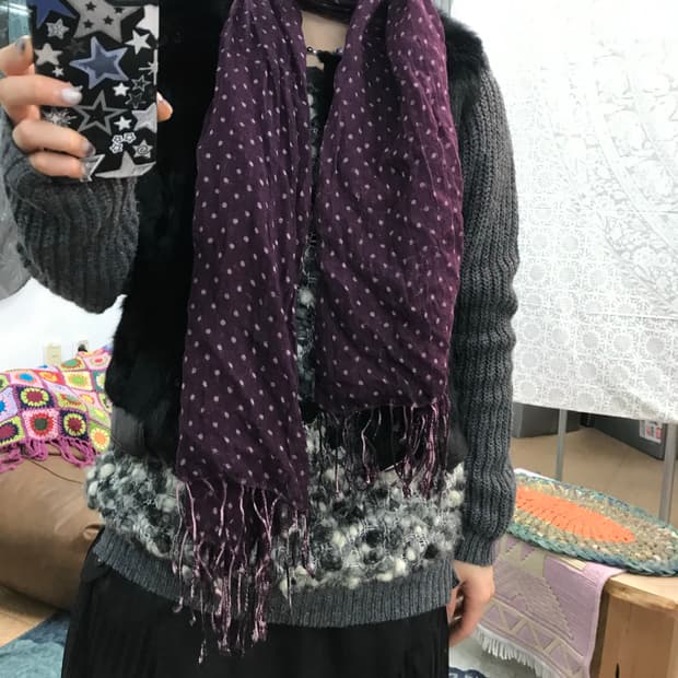 빈티지 퍼플 도트 머플러 스카프