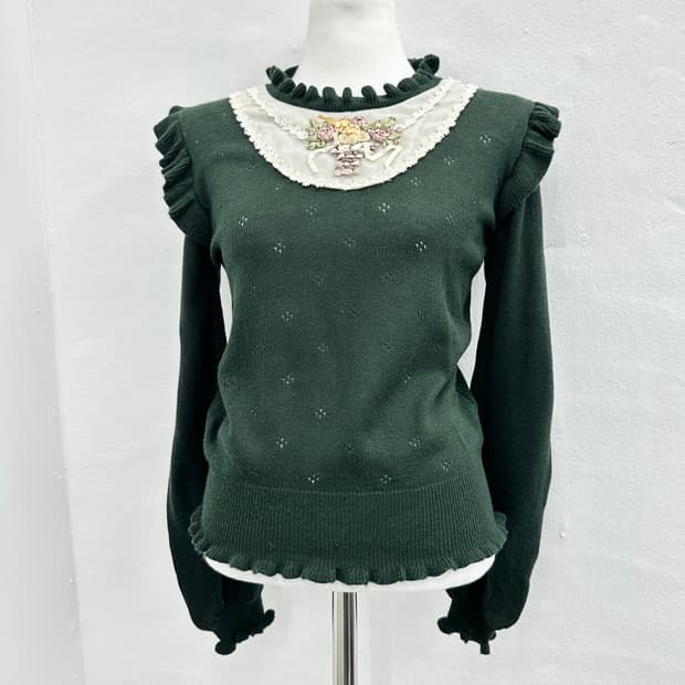 Axes femme green frill detail knit 