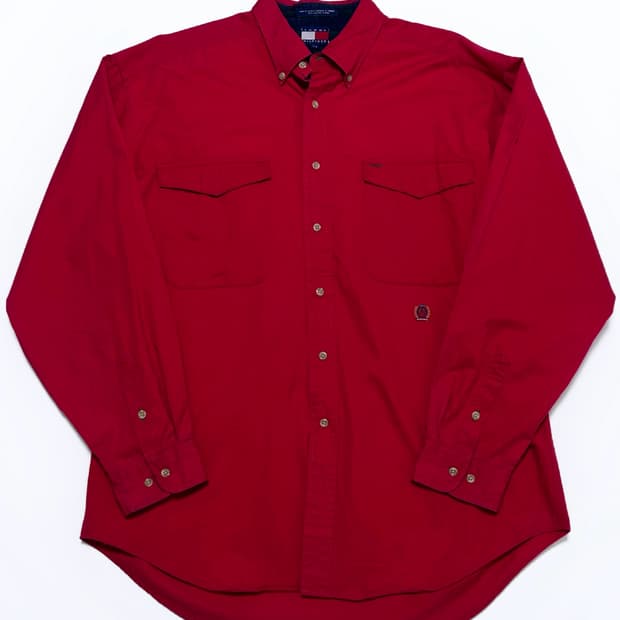 (L)90`sVINTAGE 타미힐피거 버튼다운 코튼100 셔츠