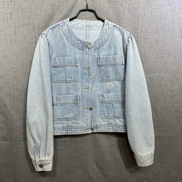 여성 연청 데님 숏 라운드 자켓 청자켓