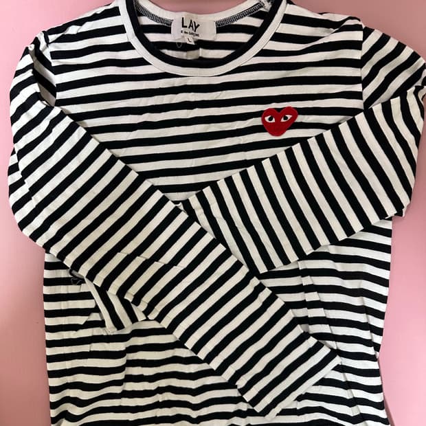 꼼데가르송 스트라이프 티 L