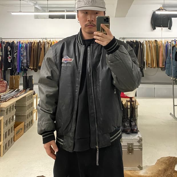 VTG leather varsity jacket 레더 바시티 자켓