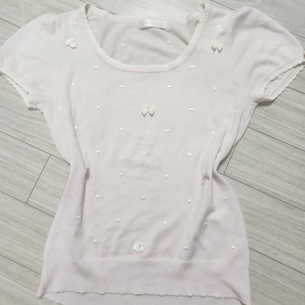 히메갸루 반팔 티셔츠 핀터깔 리본 레이스 리즈리사 핀터깔 마즈 딸기우유