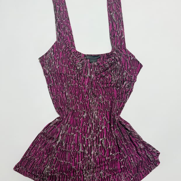 Armani exchange 자주색 호피 슬리브리스