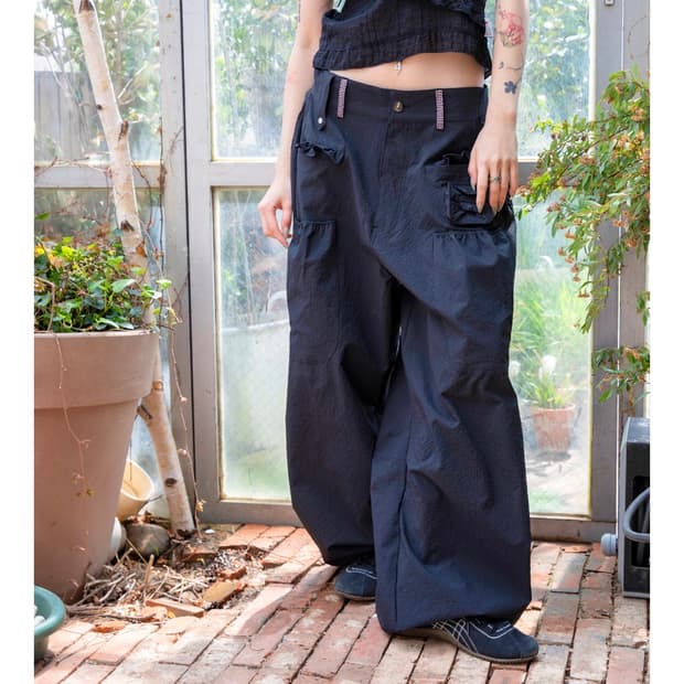 루나키후 사키 프릴 시어서커 와이드 팬츠 3