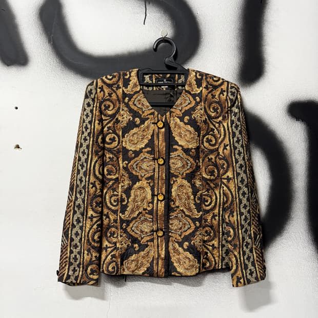 Bruno piattelli Roma 바로크 풀 패턴 오픈 카라 자켓