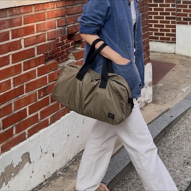 PORTER ROUND-BOSTON BAG L(Beige)