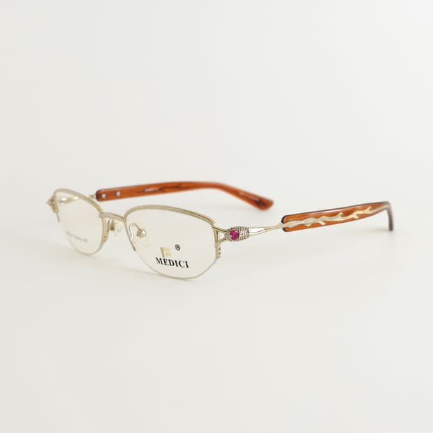 올드올즈 데드스탁 빈티지 MEDICI 플레임 템플 레드 큐빅 메탈 안경