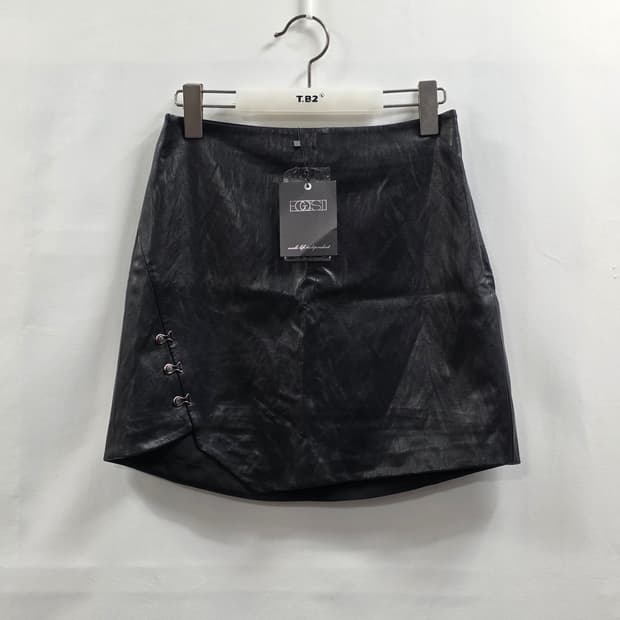 1124 에고이스트(EGOIST) 페이크레더 미니 스커트 55 블랙 사이