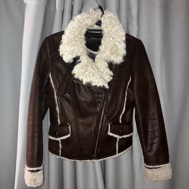 빈티지 히피 보헤미안 갸루깔 갈색 브라운 퍼자켓 무스탕