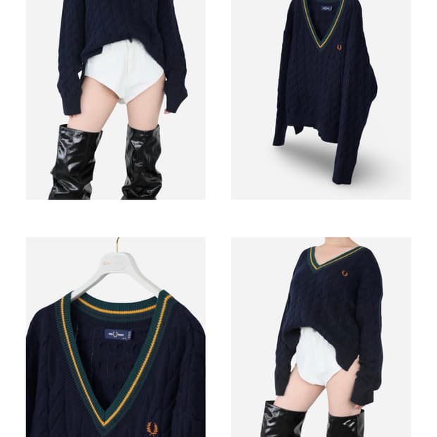 Fred Perry Cable Knit V-Neck Sweater