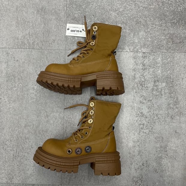 빈티지 하이탑 단추 통굽부츠 A3464